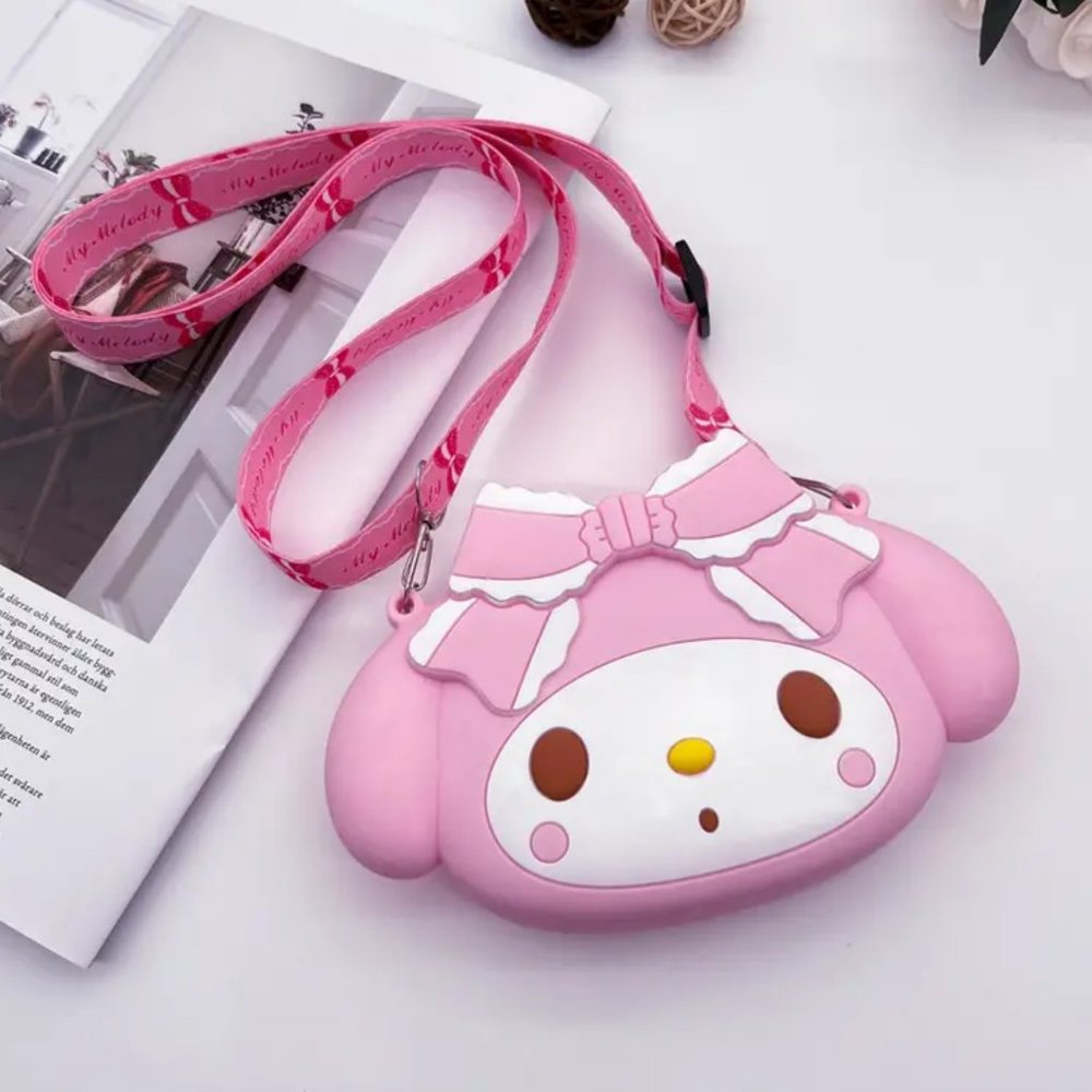Sanrio My Melody Lolita Bunny Silicone Crossbody Bag Purse (Hello Kitty)